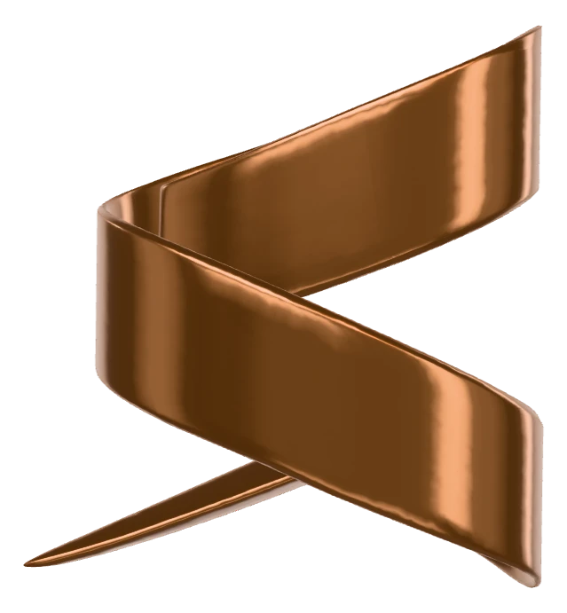 The Eidetic mark: a folded brushed-copper ribbon